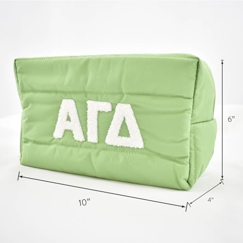 Kappa Delta Puffer Makeup Bag - Sorority Travel Cosmetic Case with Zipper