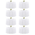 White Round Tablecloth 120 Inch for 48-96 Inch Tables - 8 Pack - CKIKU