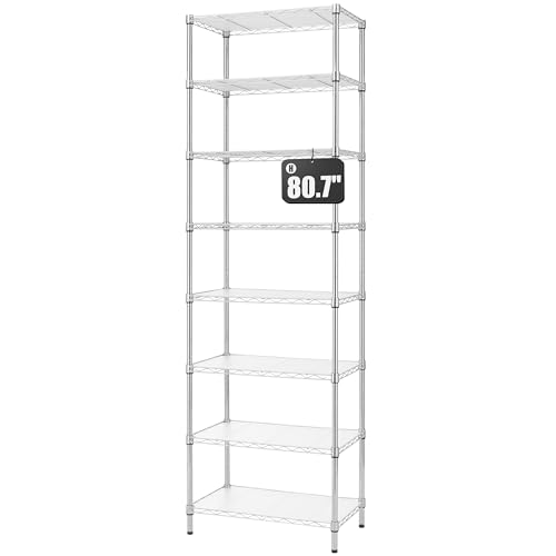 Chrome 8-Tier Wire Shelving Unit - Adjustable Steel Storage Rack 80.7 Inches