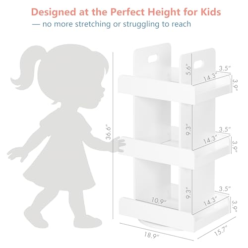 Kids Rotating Bookshelf Tower - Spinny Bookcase for Toddlers & Storage