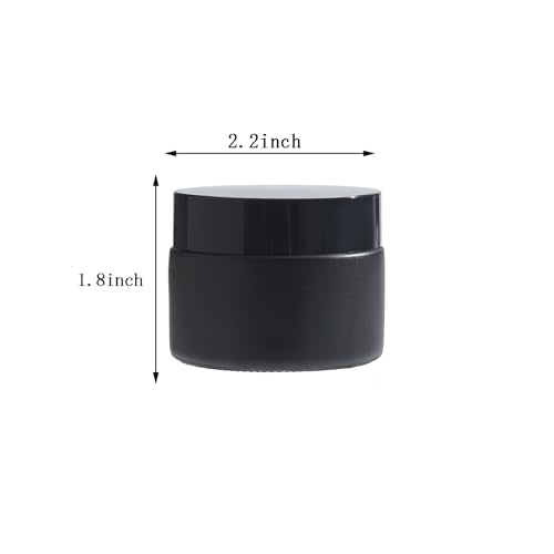 OverNews 2oz Black Glass Jar Travel Size Set 45PCS - Cosmetic & Lotion Containers with Lid & Spatula (Variation: HBlack)