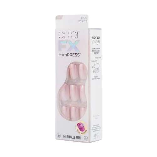 KISS Impress Color FX No Glue Mani 30 Pcs Press on Nails, Medium False Nails, Metallic Chrome & Cat Eye, Peel & Press, Hassle-Free Removal, Includes Manicure Stick, Prep Pad & File (Stay, Medium)