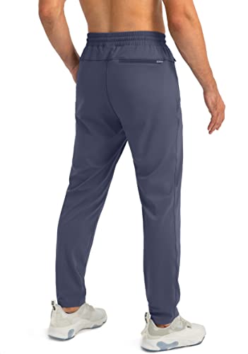 G Gradual Men's Sweatpants with 3 Zipper Pockets – Large Dusty Blue Joggers
