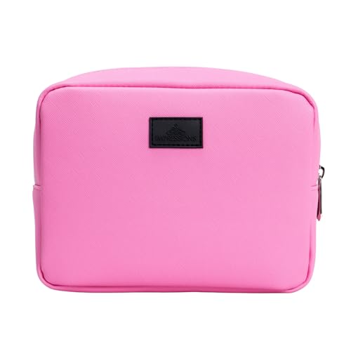 Impressions Vanity Hello Kitty Bows Window Cosmetic Pouch with Artwork, Vinyl Transparent Makeup Pouch with Interior Slip Pocket, Faux Saffiano Leather, and Lined Interior Silver Hardware Makeup Bag