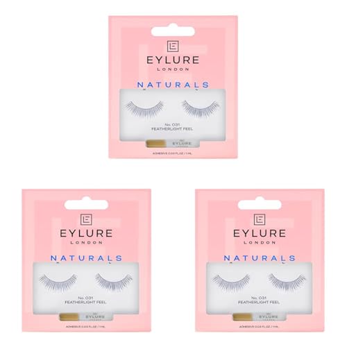 Eylure Naturals No. 031 Reusable Eyelashes, Adhesive Included, 1 Pair (Pack of 3)