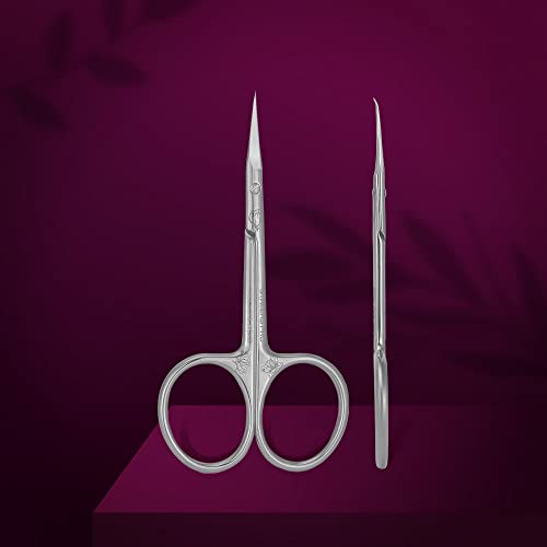 Staleks Pro Exclusive 23 Type 2 Professional Cuticle Scissors with hook (Magnolia pattern) - Pack of 1 - Model SX-23/2