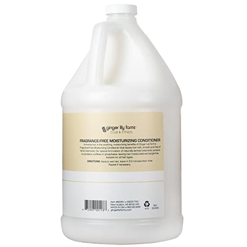 Ginger Lily Farms Club & Fitness Moisturizing Conditioner for Dry Hair, 100% Vegan & Cruelty-Free, Fragrance Free, 1 Gallon (128 fl oz) Refill