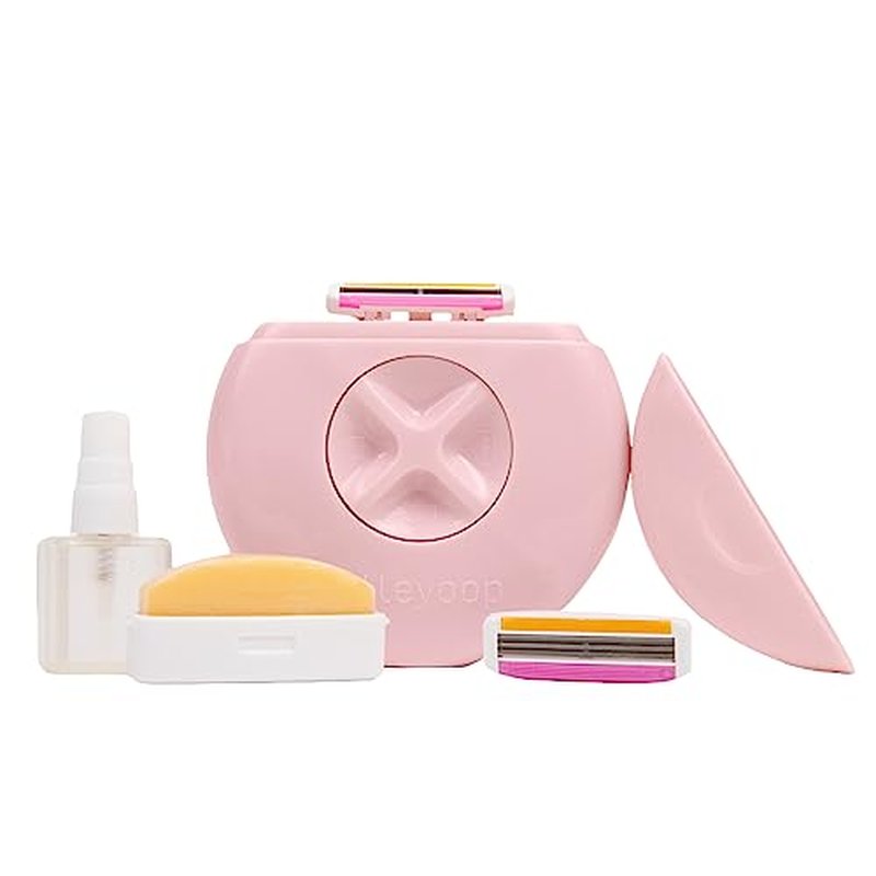 Alleyoop Portable Travel Razors For Women - On-the-Go Mini Triple-Blade Razor & Shaver - Clean & Close Shave with Moisturizing Bar & Refillable Spray Bottle - Gentle for All Skin Types (Dusty Pink)