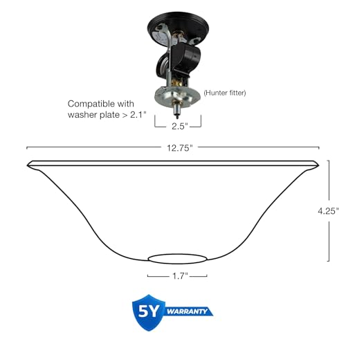 Ceiling Fan Globe Replacement Shade 13 Inch White Linen Glass Bowl