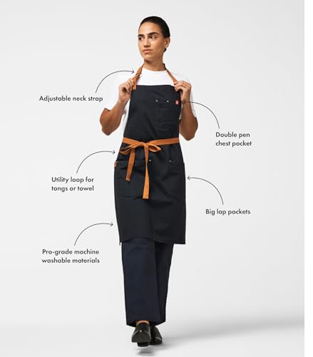 Hedley & Bennett Essential Chef Apron - Adjustable Bib with Pockets & Towel Loop, 12oz Cotton Canvas, Midnight Blue