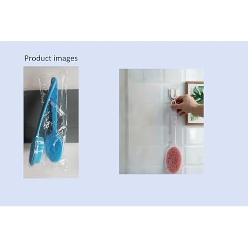 14.5inch Silicone Back Scrubber for Shower 2pcs£¨Blue£©,Exfoliating Shower Brush,Double Sided for Exfoliating and Massage£¬Long Handle Back Scrubber for Men and Women. Includes 2 Hooks (Include Hook)