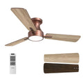 Brown 42 Inch Modern Low Profile Ceiling Fan with Light & Remote Control