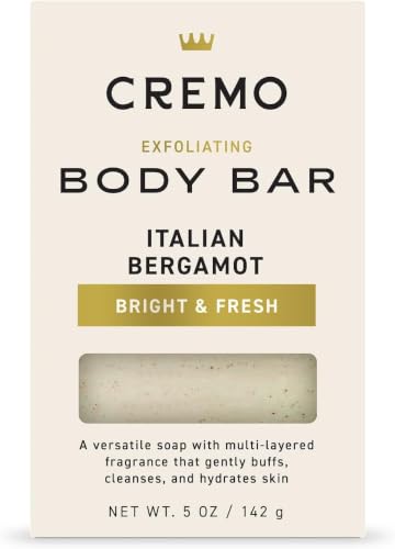 Cremo Exfoliating Body Bar for Men - Italian Bergamot Scent, 5oz Pack of 12 - Multi-Layered Fragrance & Hydrating Formula