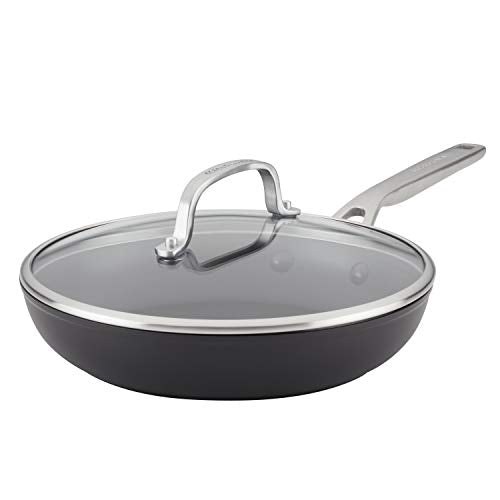 10-Inch Hard-Anodized Induction Skillet with Lid - Nonstick Frying Pan