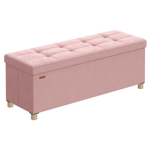 Jelly Pink Storage Ottoman Bench 43.3 Inches 30 Gal. with Legs