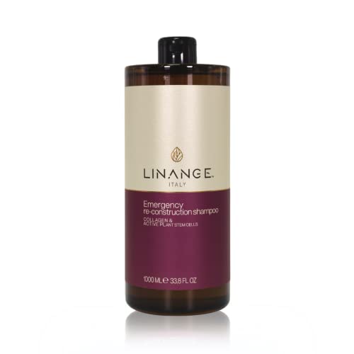 LINANGE Emergency Reconstruction Shampoo 1000ml with Collagen Keratin Shea Butter - Nourishing Damaged Hair Pack of 12 (2.82 fl oz each)