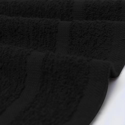 Avalon Towels Cotton Washcloths 24-Pack ? 12 x 12 Inch Black Super Soft & Absorbent Ring-Spun Cotton Wash Cloths for Face, Bath, Spa, Gym, Hotel & Cleaning