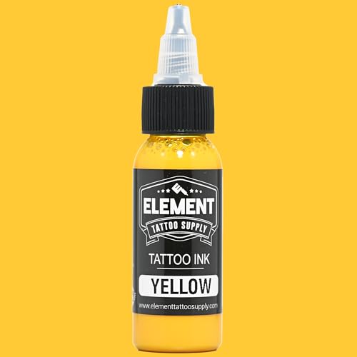 Element Tattoo Supply 6-Color Ink Set - 1oz Bottles, White Black Yellow Red Green Blue