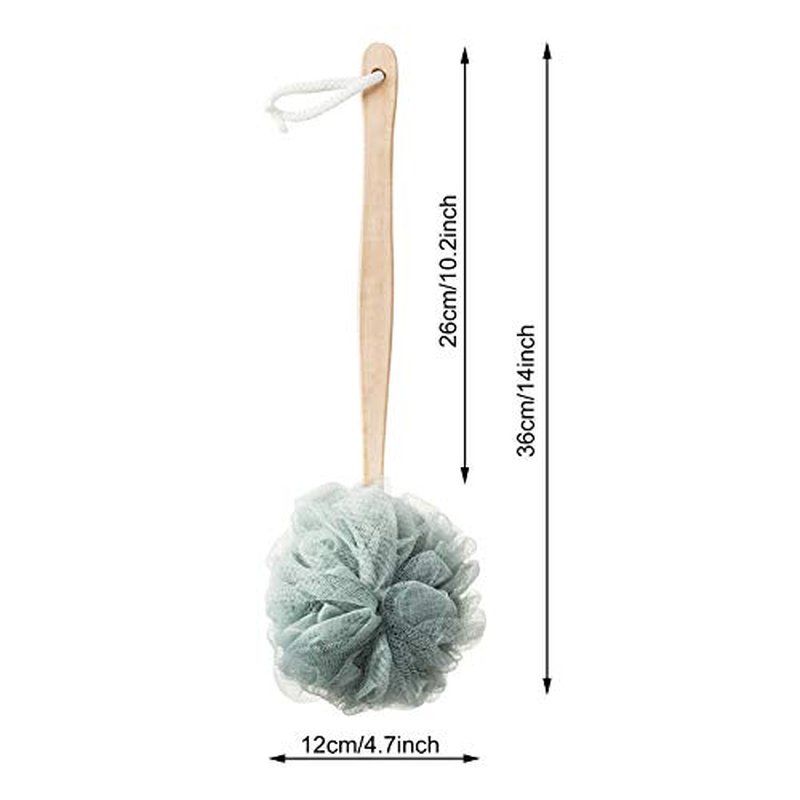 4 Pack Large Bath Puff Loofah Sponge with Long Handle Shower Loofah, Bath Body Back Brush, Spa Brush for Women and Men(4 Color)