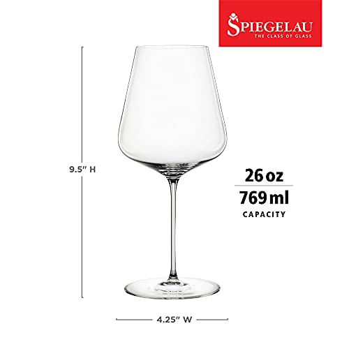 Bordeaux Wine Glasses Set of 4 - Elegant Lead-Free Crystal Stemware, 26 oz, Clear, Spiegelau Definition