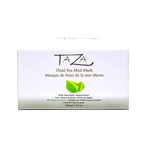 Taza Premium Natural Dead Sea Mud Mask, 8 ounces (230 milliliters), Bright and Radiant Facial Skin, With: Dead Sea Mud, Shea Butter, Grapeseed Oil, Vitamin E, Glycerin, Papaya Extract