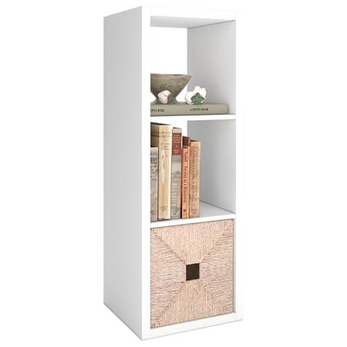 White 3-Cube Wooden Storage Shelf Organizer with Anti-Tipping Kit - 11 Inch