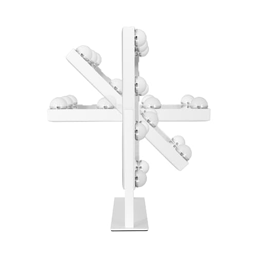 Lighted Vanity Mirror with 9 LED Bulbs, 3 Color Settings, 360° Rotation - White - 14"