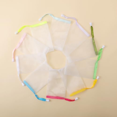 Sunnyray 400 Pcs 10 Colors Mesh Soap Bags Handmade Soap Mesh Nets with Drawstring Exfoliating Pouch for Foaming and Drying for Shower Body Facial Cleaning Tool