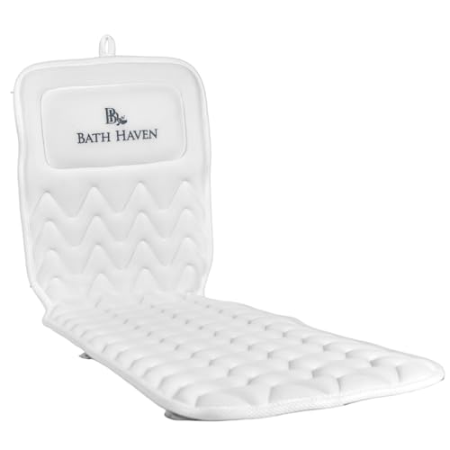 Bath Haven Classic Body Pillow for Tub with 3D Mesh Support & Secure Suction