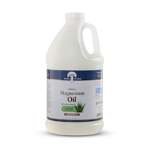 Health & Wisdom Pure Magnesium Oil with Aloe Vera - Topical Muscle & Joint Relief- Natural and Pure USP Grade Extra Strength Magnesium - Enhanced Absorption - 64 fl oz