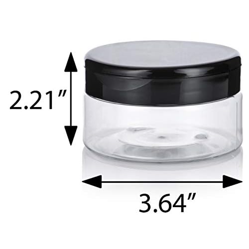 8 oz Clear PET Plastic Refillable Low Profile Jar with Flip Top Cap Lid (12 Pack)