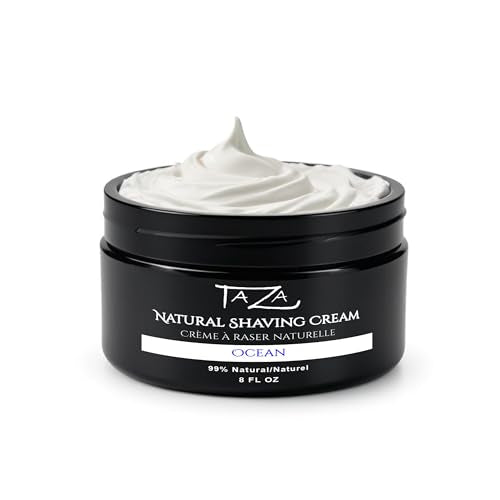 Premium Taza Natural Ocean Shaving Cream (8 oz), Contains Jojoba Oil, Glycerin