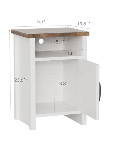 YESHOMY Farmhouse Nightstand Set of 2 with Barn Doors - White Bedroom Storage
