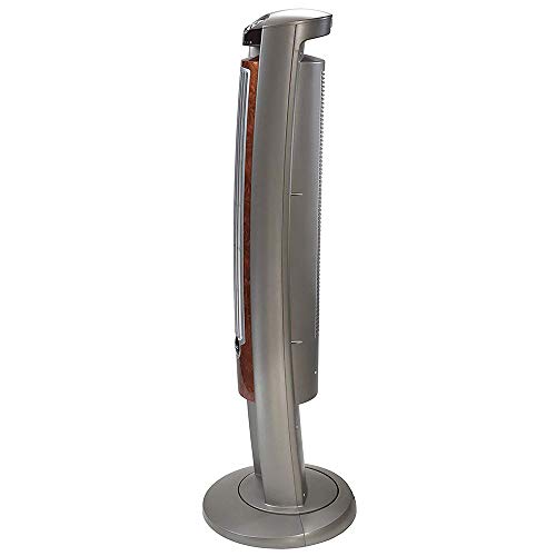 Lasko 42-Inch Oscillating Tower Fan with Remote Control - Gray Woodgrain