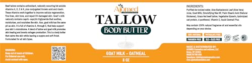 Unscented Tallow & Goat Milk Body Butter — Natural Moisturizing Cream, Diaper Rash Relief