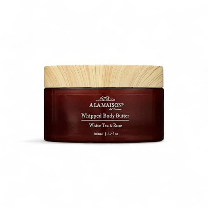A LA MAISON Whipped Body Butter ? White Tea & Rose ? Shea Butter Moisturizer with Argan, Avocado & Jojoba Oils ? Ultra-Rich Body Cream for Dry Skin ? 6.7 oz ? Amber Collection