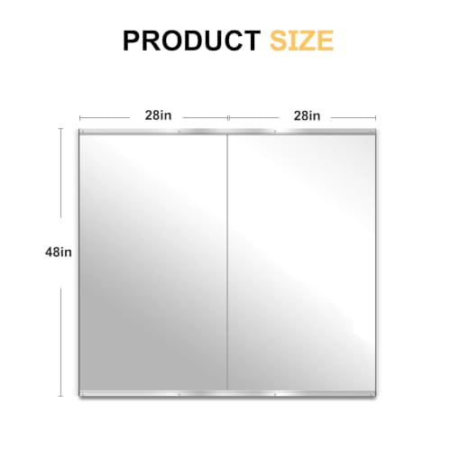 48 x 28 Inch Wall-Mounted Home Gym Mirrors Set - Clear HD Reflection, Safety Glass
