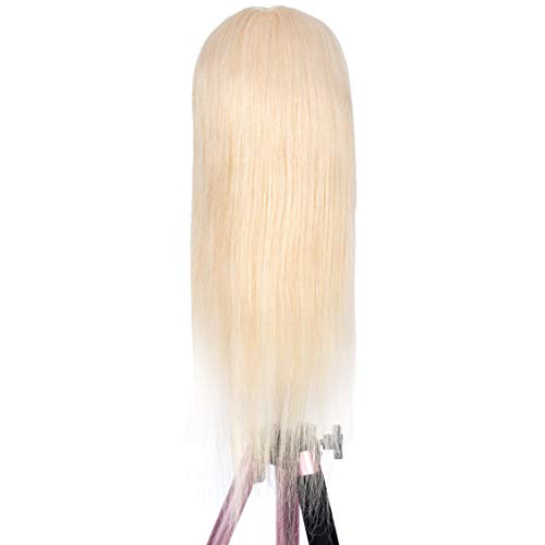 18-Inch Blonde Human Hair Mannequin Head for Hair Styling Practice and Dying