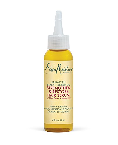 SheaMoisture Jamaican Black Castor Oil Hair Serum for Damaged Hair, Shea Butter & Peppermint, 2 oz - Clean Scent