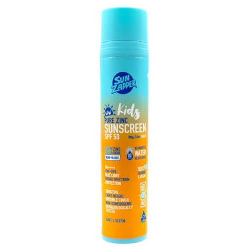 Kids Zinc Sunscreen SPF 50 Mineral Sunblock Pump 100g - Reef Safe & Water-Resistant