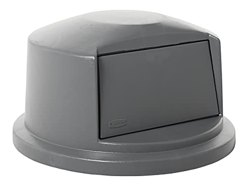 Rubbermaid Commercial 32-Gallon Heavy-Duty Dome Swing Top Trash Lid Gray - Compatible with BRUTE Containers