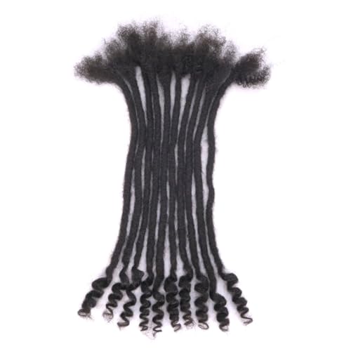 12 Inch Human Hair Dreadlocks Extensions Curly End - Natural Black, 0.6cm Thickness