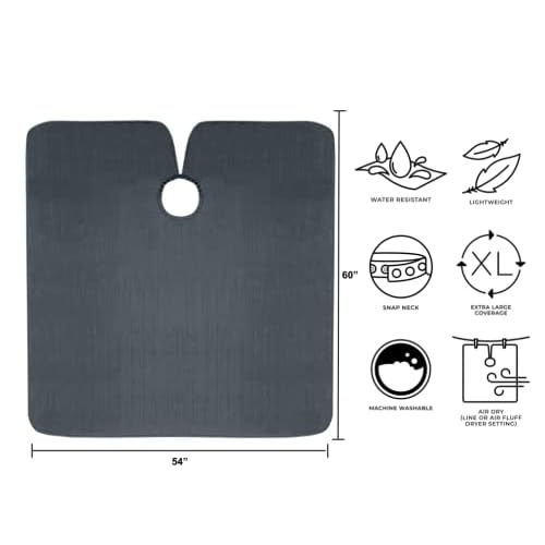 Cricket Forte Haircutting Capes for Professional Salon Barbershop Cape for Clients, Adjustable Snap Neck Closure, Slate