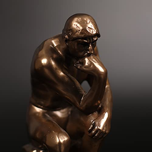 Bronze Finish Thinker Bookends Set - Artistic Desktop Decor