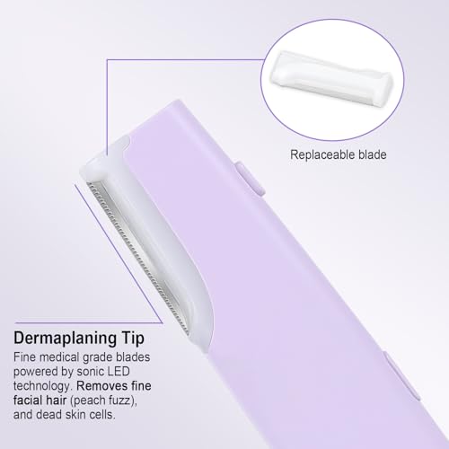 Rechargeable Sonic Dermaplane Razor for Women Face - Lavender - Safe Exfoliation & Skin Smoothing