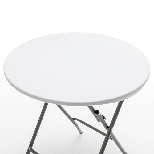 Set of 2 White 24-Inch Round Folding Commercial Banquet Tables - Portable Kitchen & Event Use