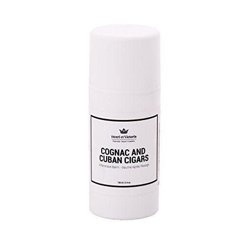 Henri et Victoria After Shave Balm for Men - Cognac & Cuban Cigar Scent, Post-Shave Relief, 3.4 oz
