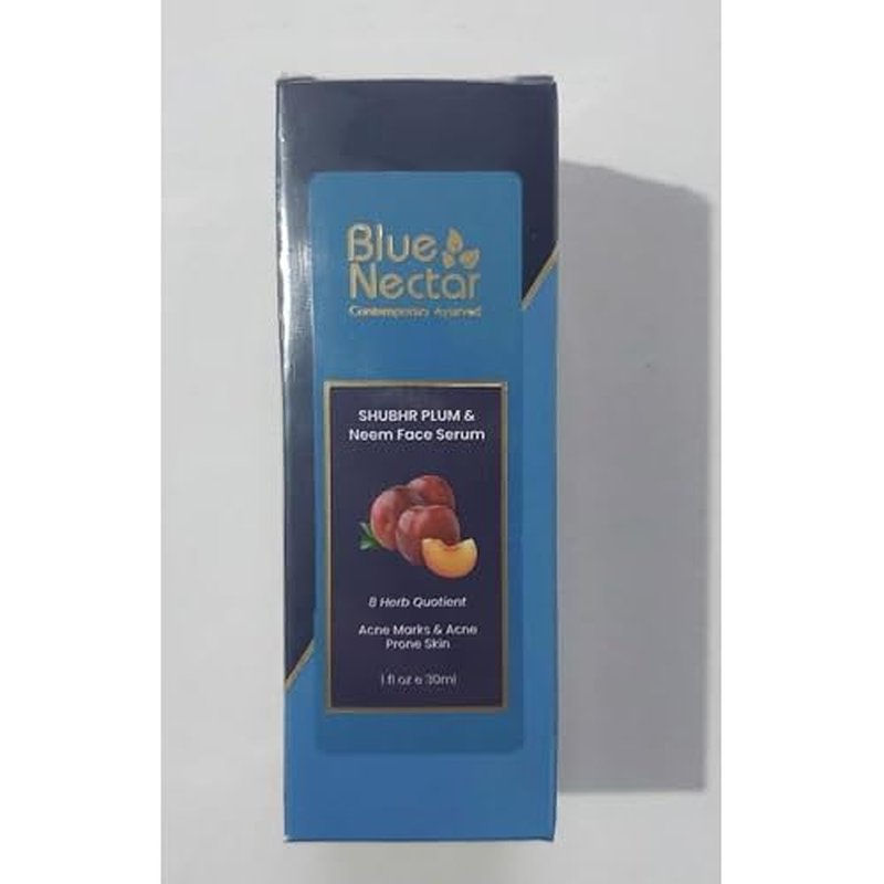 Blue Nectar Plum Face Serum for Acne Prone Skin and Acne Marks | Oil Free Anti Acne Serum for Oily Skin | Pore Minimizing Serum for Bumpy Texture | With Plant Based Vitamin C (1Fl Oz)