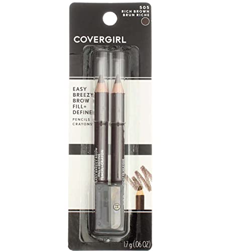 CoverGirl Easy Breezy Brow, Fill+Define Pencils [505] Rich Brown 2 ea?? ( Pack of 5)?