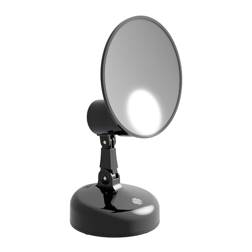 Portable LED Makeup Mirror with 15x Magnification & Adjustable Brightness